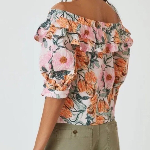 NWT Anthropologie floral top off the shoulder boho top - Picture 2 of 5